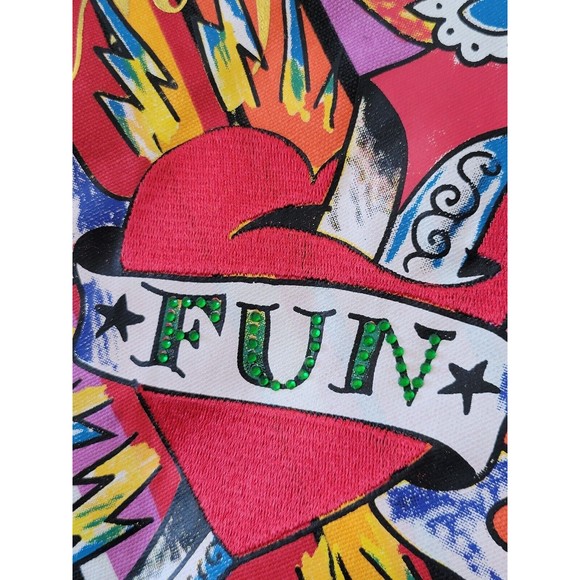 Ed Hardy Y2K Sally Embroidered Tote Bag w/ Wallet & Dust Cover Rare NEW Vintage - Picture 13 of 16